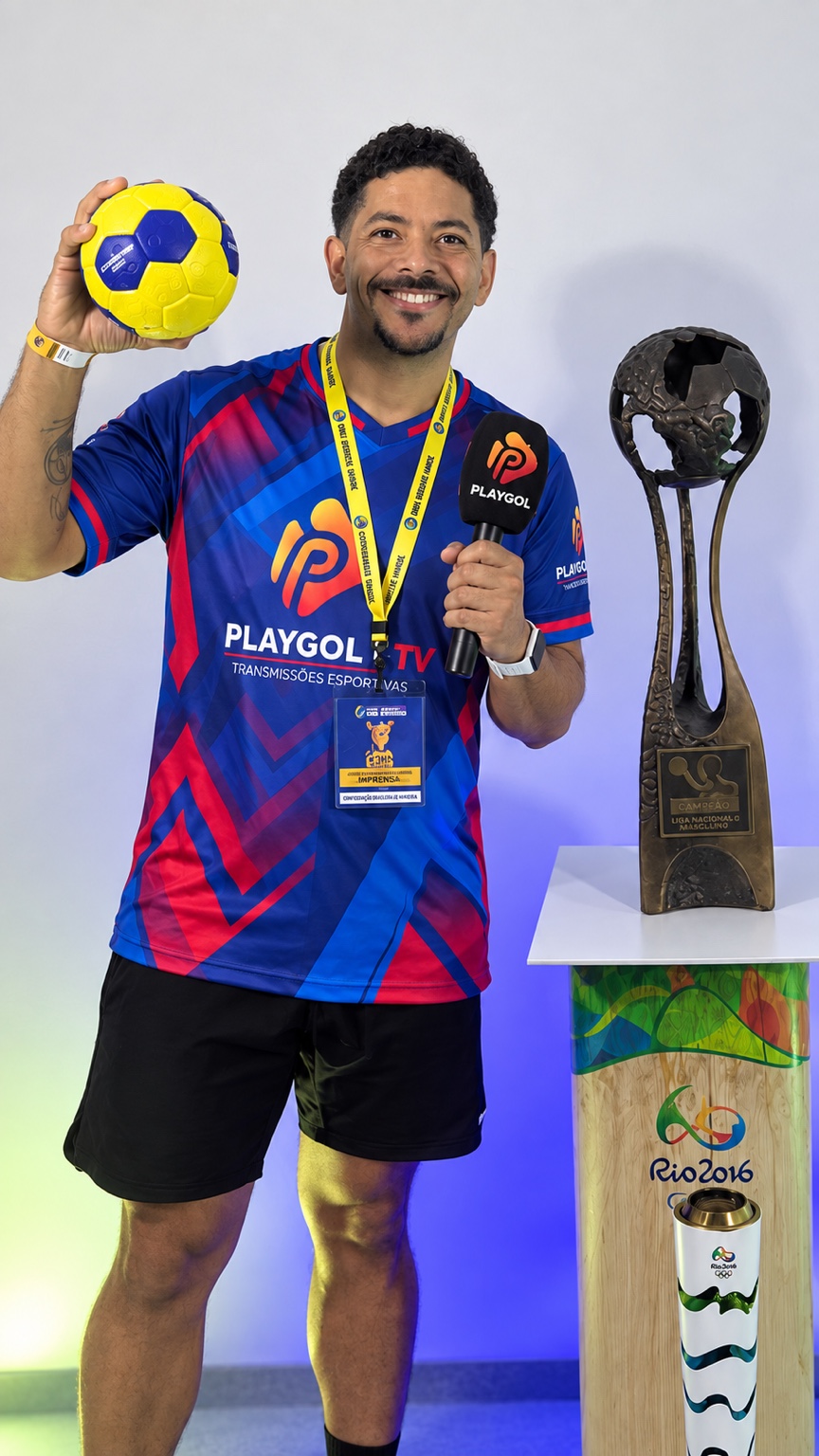 Juninho Marinho, comentarista e repórter da PlayGol TV